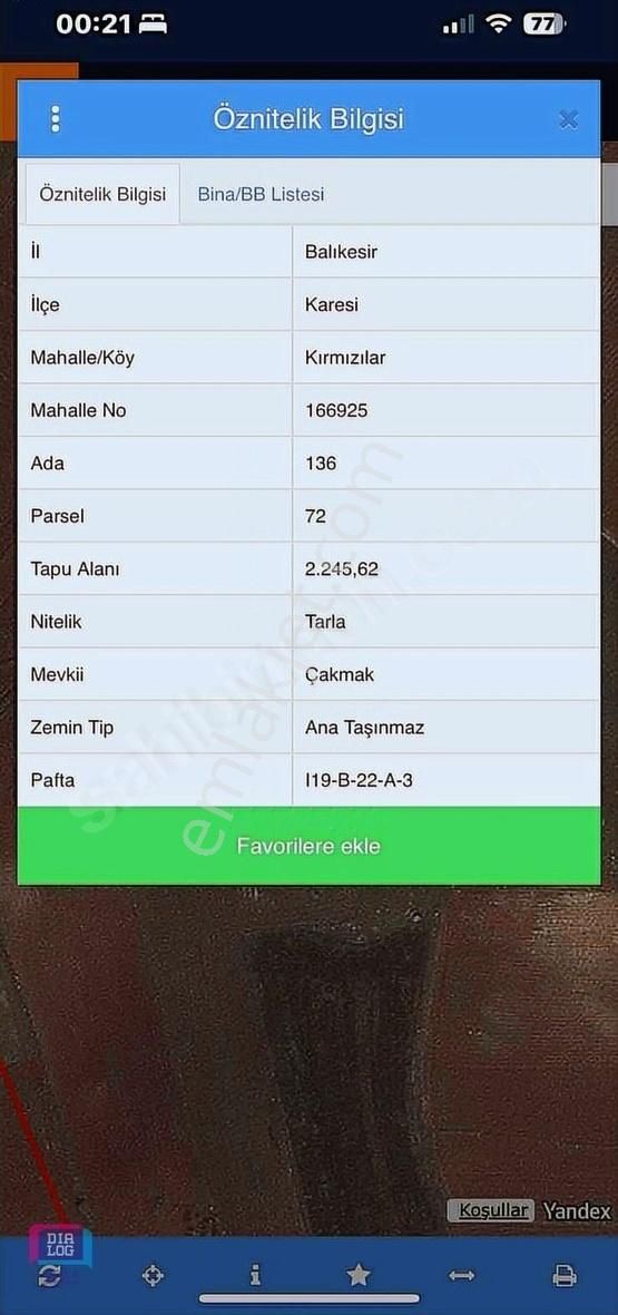 Dtr Skala Balıkesir Karesi Kırmızılar'da Yatırımlık Fırsat Tarla