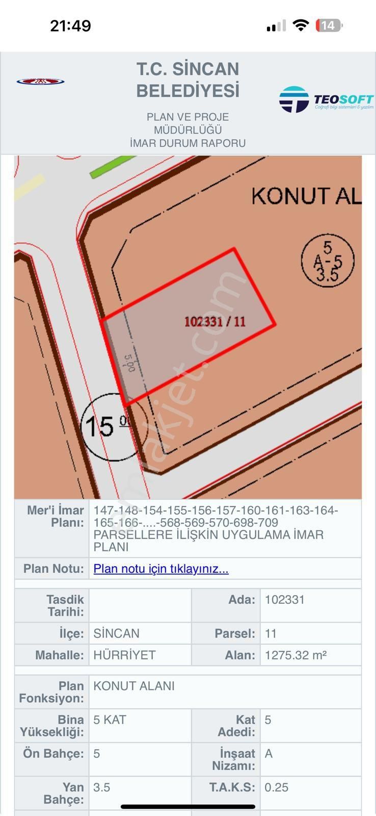 5 Kat İmarlı Satılık Arsa