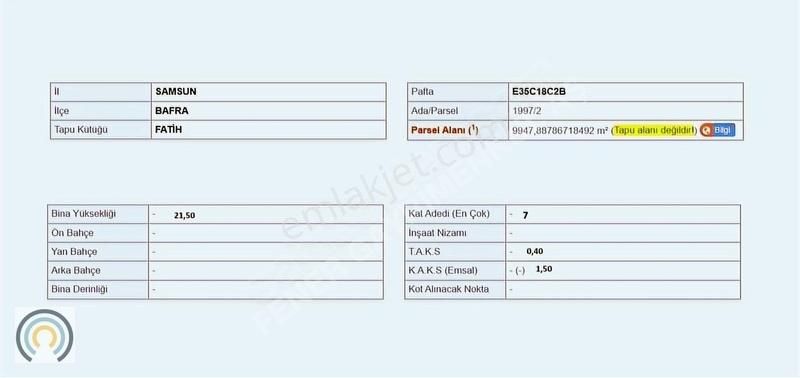 Bafra Fatih Millet Bahçesine Komşu 9948 M2 Satılık Arsa - Görsel 4