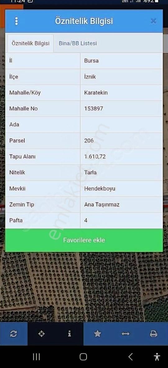 İznik Karatekin1610 Metrekare Ana Yola Cephe Satılık Tarla - Görsel 2