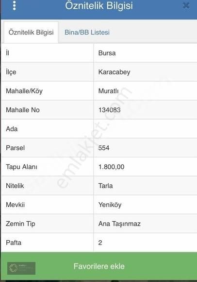 Bursa Karacabey Muratlı Mah 1800 M2 Fırsat Arazi