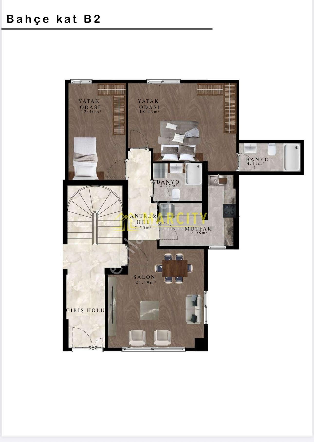 Marcity Yeşilyurt'da Prestijli 90m² 2+1 Satılık Bahçe Teraslı - Görsel 2