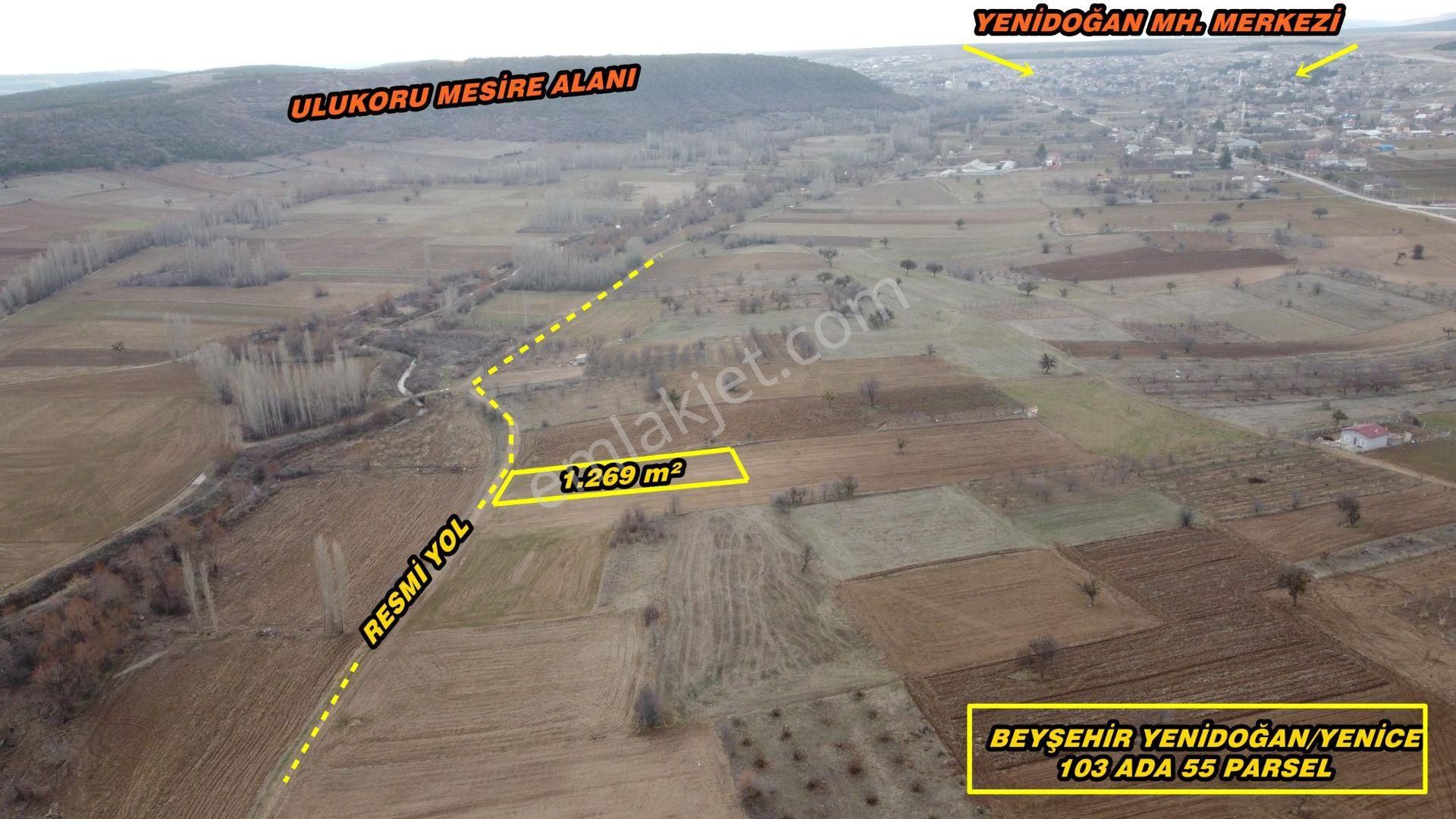 Eşref Topal Gayrimenkulden Beyşehir Yenidoğanda 1269m2 Müstakil Tek Tapulu Tarla