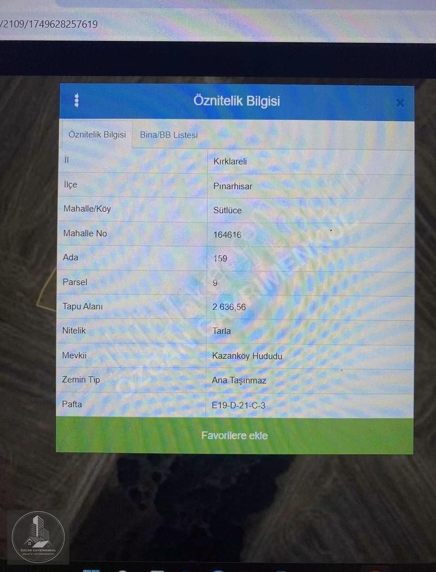 Kırklareli Pınarhisar Sütlüce Tek Tapu Tarla