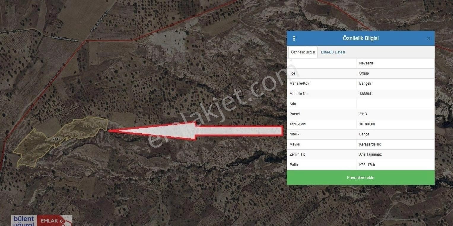 Bahçeli Köyü Mevkisin 'de Depo Yapımına Uygun 16.300 M2 'lik Bahçe