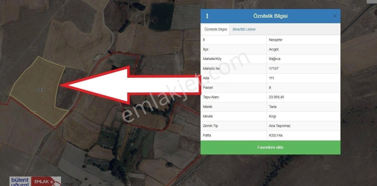 Acıgöl Bağlıcada 23.959 M2 Satılık Tarla