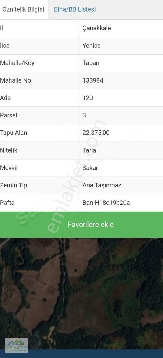 Klc Den Çanakkale Yenice Taban Mahallesinde 22.375 M² Tarla - Görsel 7