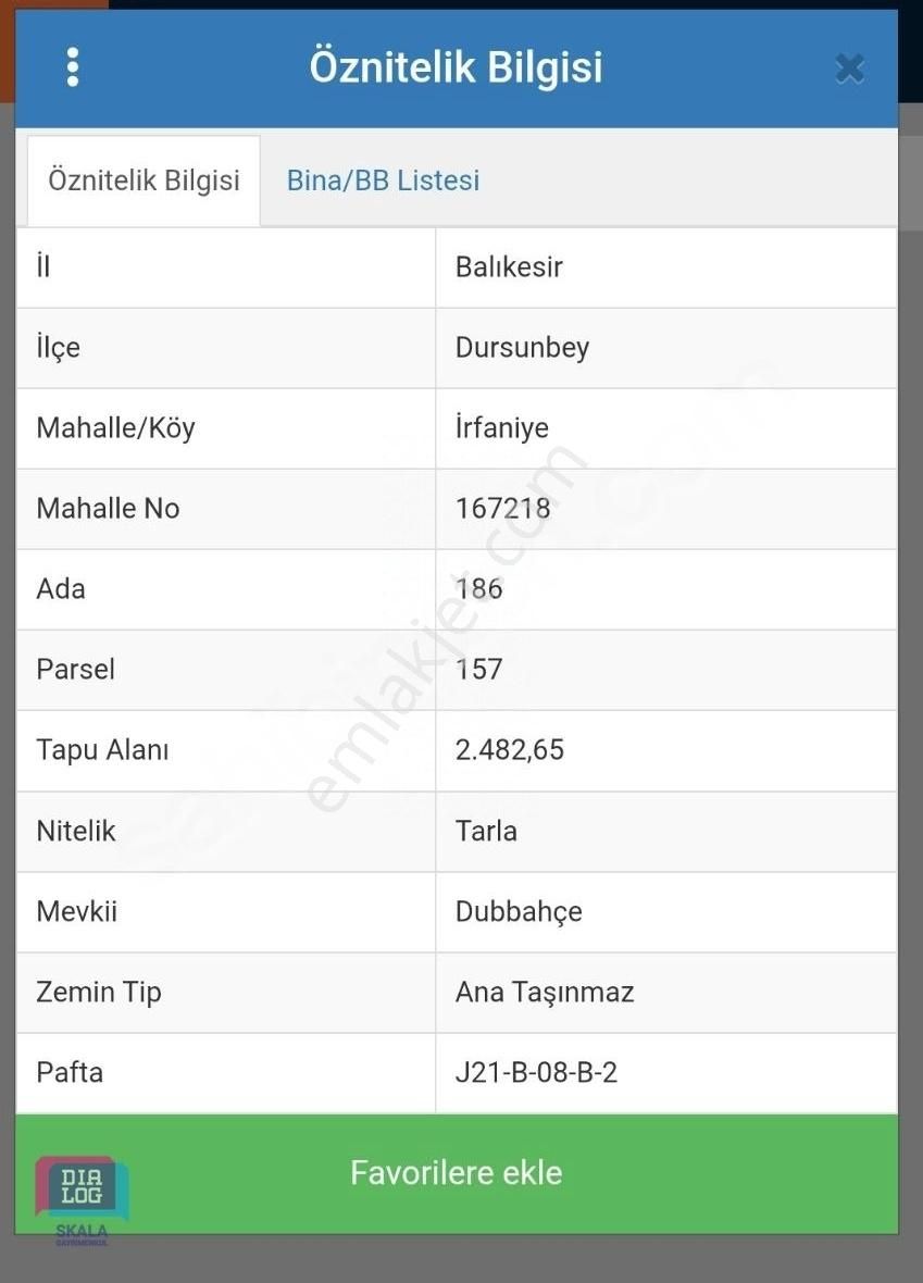 Balıkesir Dursunbey'de 2482 Mt2 Yatırımlık Tarla