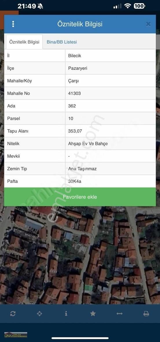 Pazaryeri Çarşı Mah Yeni Hükümet Konağı Yanı
