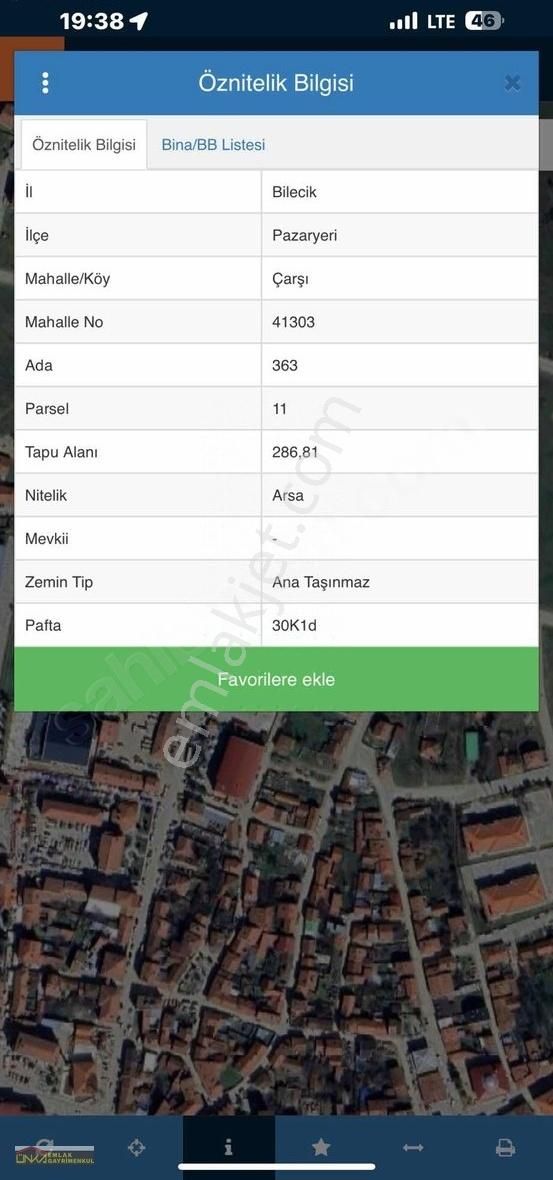 Pazaryeri Çarşı Mahallesi Yeni Hükümet Konağı Yanı