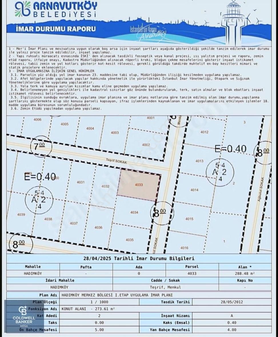 Arnavutköy Hadımköyde İmarlı İfrazlı 288 M2 Arsa - Görsel 2