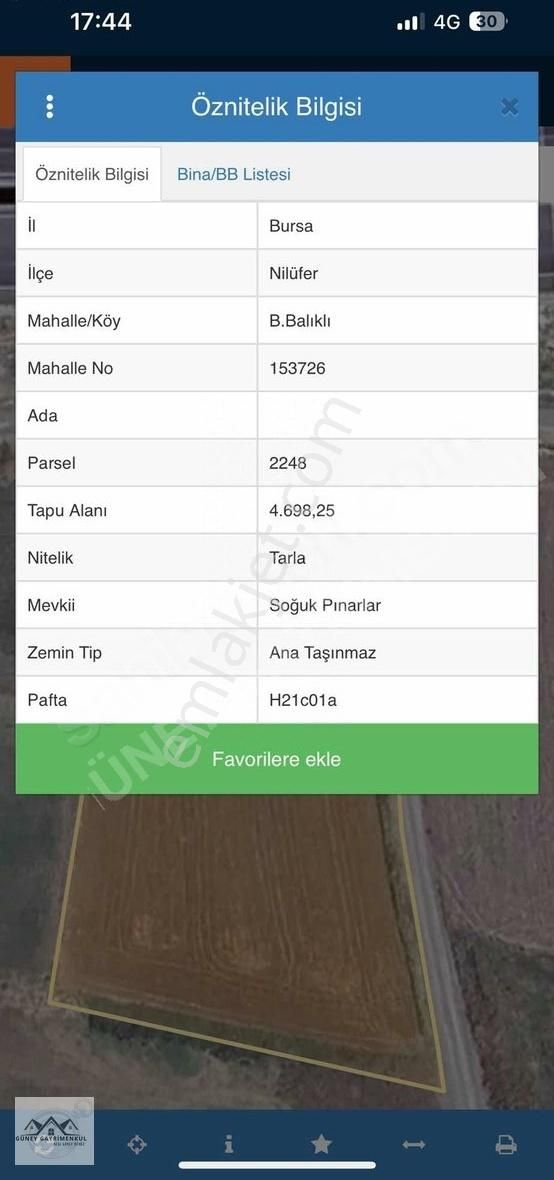 Güney'den Otoban'a Cephe Büyük Balıklı Da Tek Tapu Satılık Tarla