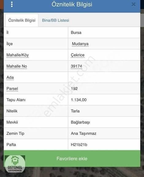 Üstünel'den Çekrice De 1.134 M² Yatırımlık Tarla