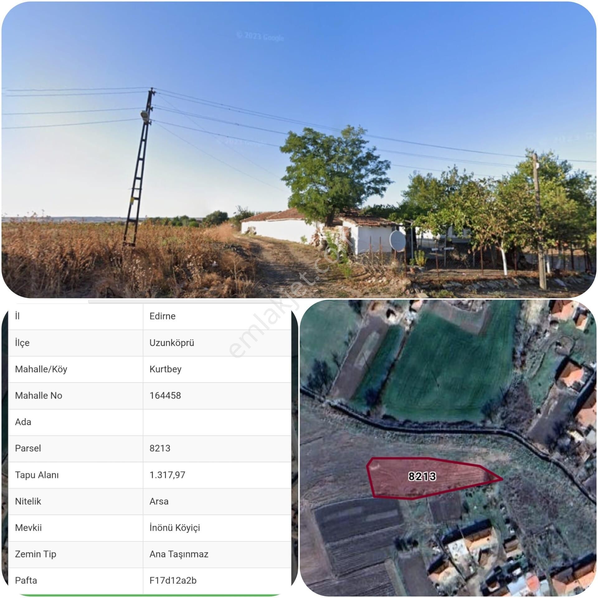 Edirne Uzunköprü Kurtbeyde 1317 M2 Tek Tapu İmarlı Arsa