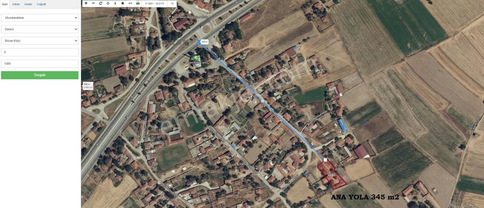 Afyon Dazkırı Bozan Köyünde 2 Parsel Birleşik Arsa Satılık - Görsel 7
