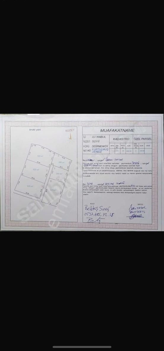 Silivri Değirmenköyde Çaplı Muafakatnameli Satılık 520m'2 Arsa