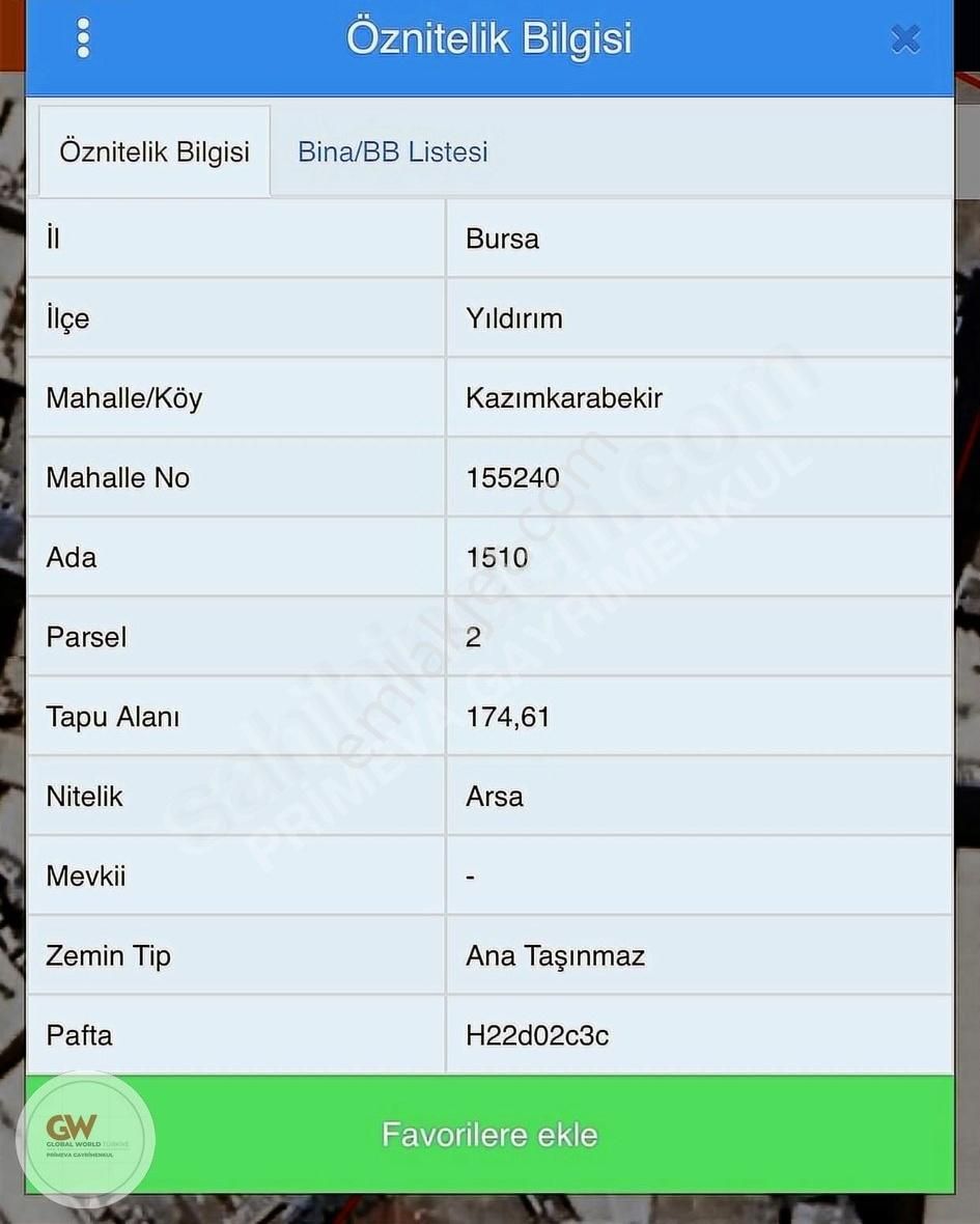 Gw Primeva Gayrimenkul Kazımkarabekir Vişne Bölgesi İmarlı Arsa