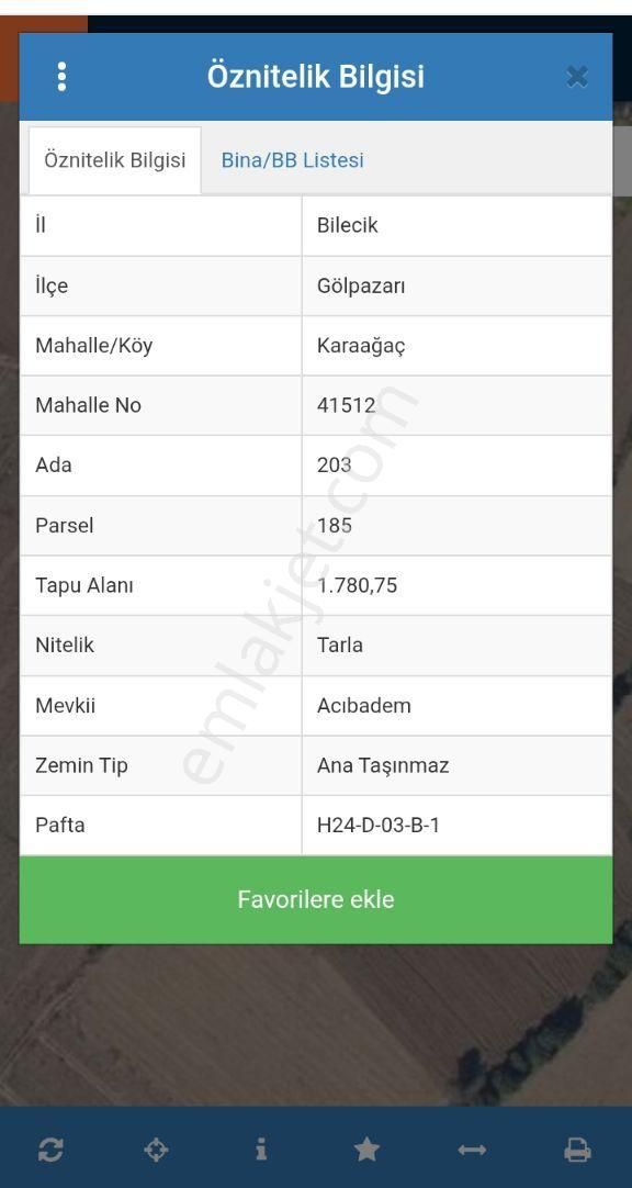 Bilecik Gölpazarı Karaağaç Satılık Tarlalar