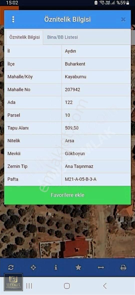 Umut Emlaktan Kayaburnunda Kose Bası 500 M2 Arsa