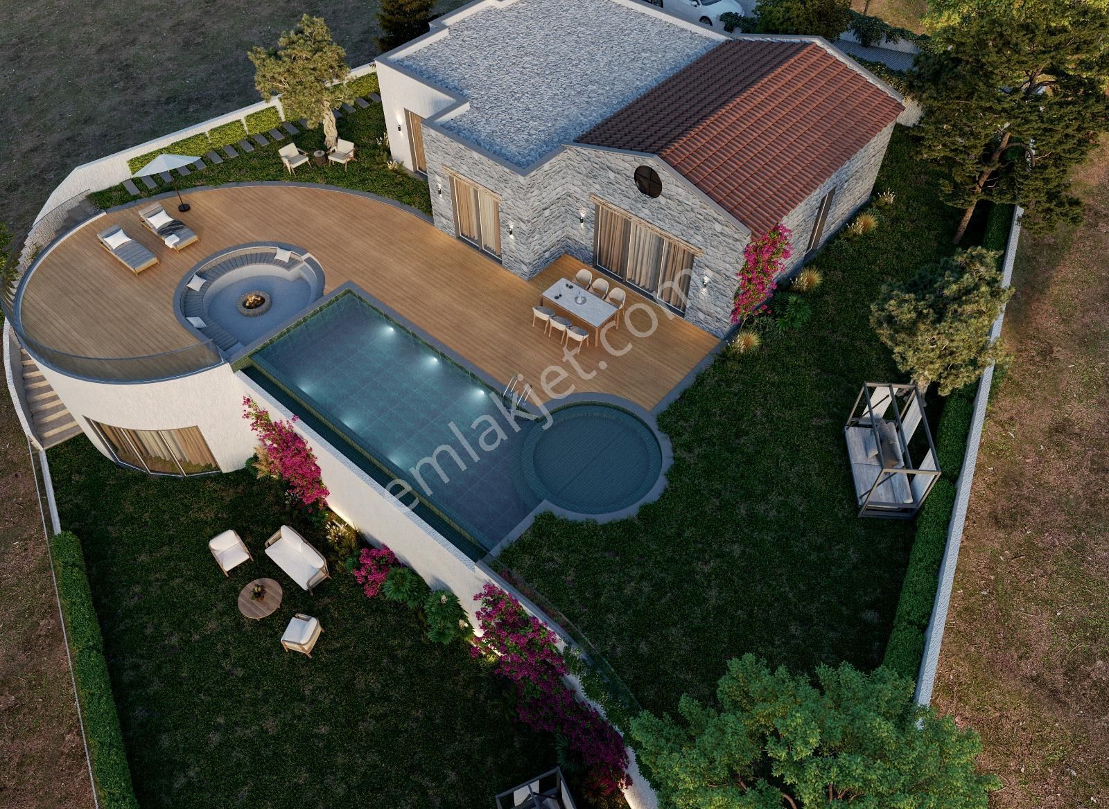 Milas Meşelikte Satılık 1 Dönüm Arsa İçerisinde Tek Katlı Villa