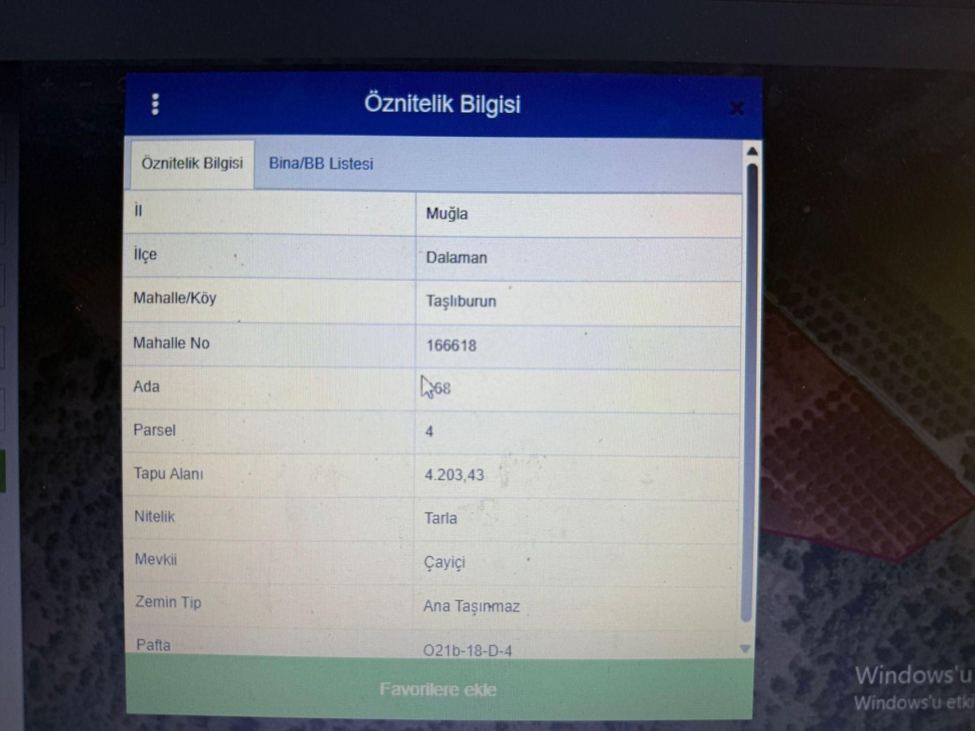Deniz Emlaktan Dalaman Taşlıburunda Satılık Tarla