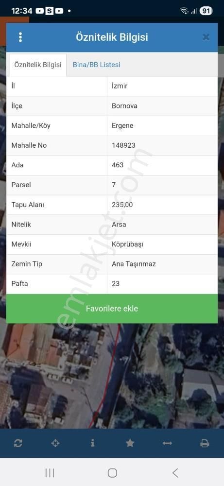 Bornova Ergene Mah. Köşe Parsel 1/2 Hisseli İmarlı Satılık Arsa