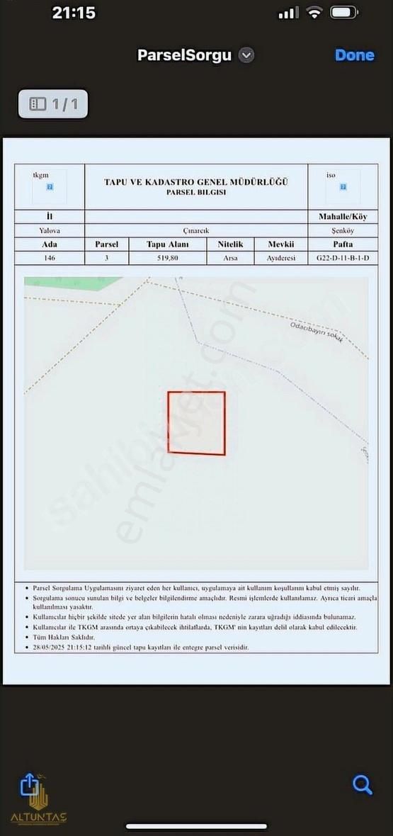 Altuntaş'tan Yalavo Çınarcık'ta Deniz Manzaralı Villalık Arsa