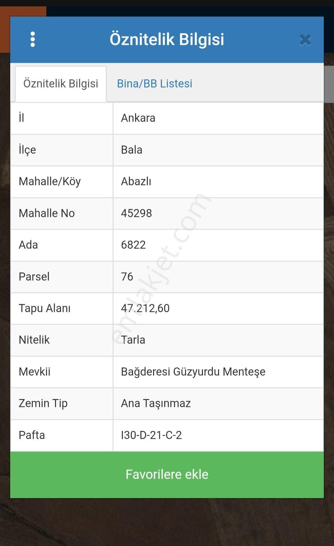 47 Dönüm Tek Tapu Satılık Tarla