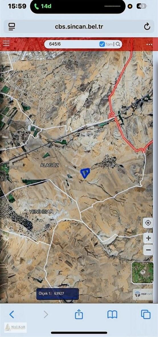 Asfalt Cephe Alagöz'de 585 M2 Tarla