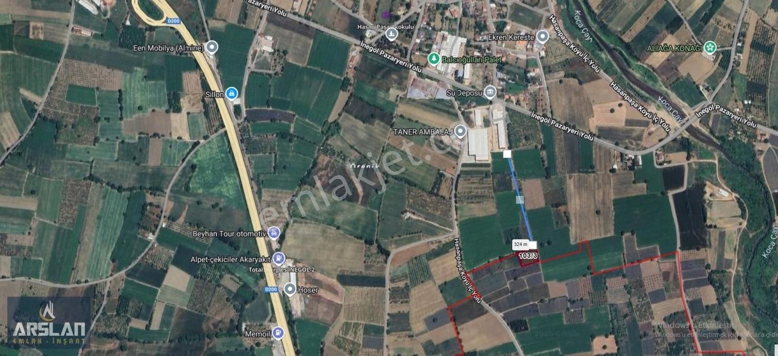 Arslan Emlak'tan İnegöl Çitli Köyünde Satılık 3127 M² Tarla - Görsel 3