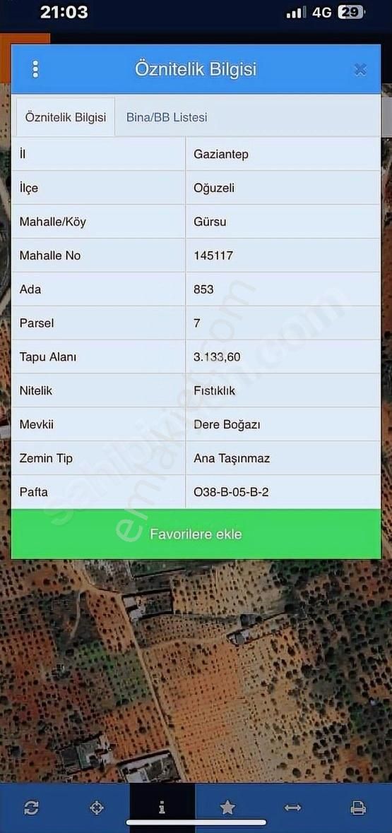 Oğuzeli Gürsuda Resmi Yol Üzeri Bağ Evlerinin Arasında Tek Tapu