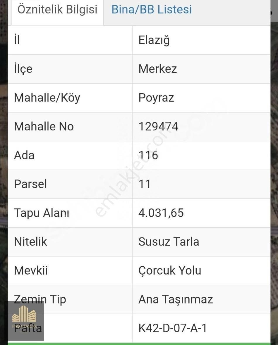 Poyraz Da Satılık Keban Yoluna Sıfır Tarla