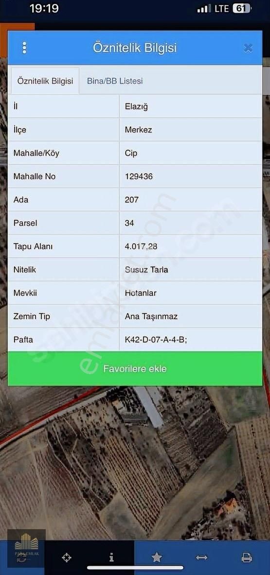 Paşa Emlaktan Cip Te Satılık Tarla