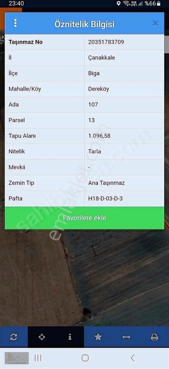 Çanakkale -biga -dereköy Köy Satılık Tarla