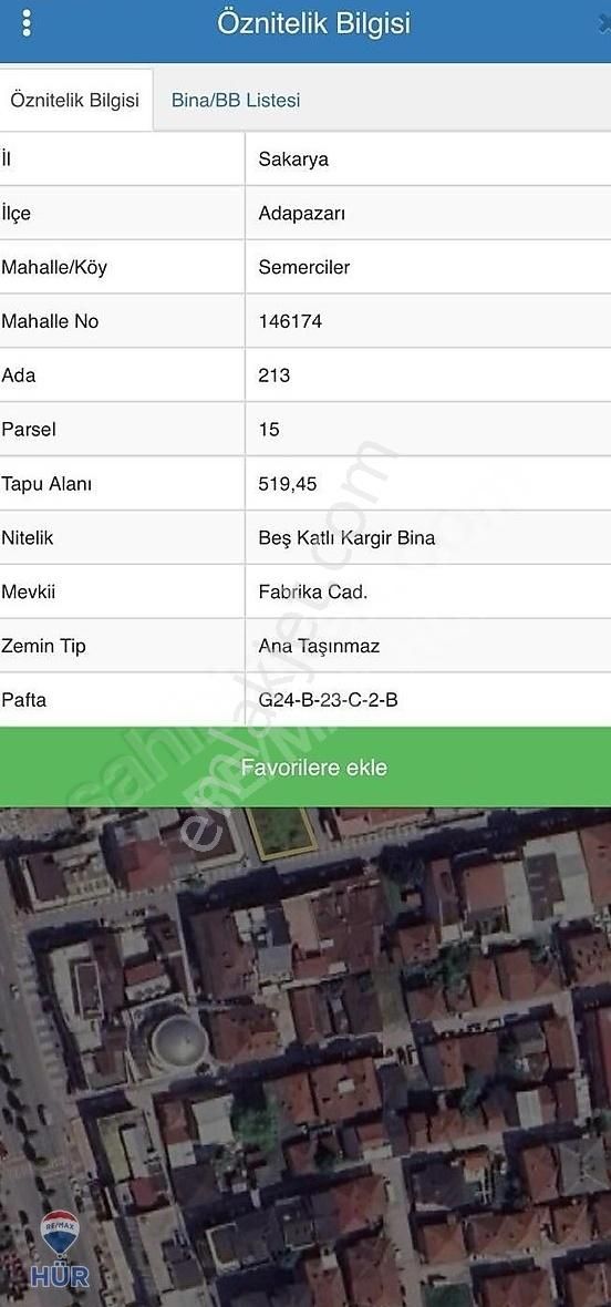 Adapazarı Çarşı Merkezde Satılık Projeli Otel İmarlı Arsa