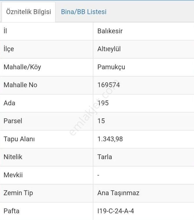 Balıkesir Altıeylül Pamaukçu Mahallesi 1343m2 Satılık Tarla