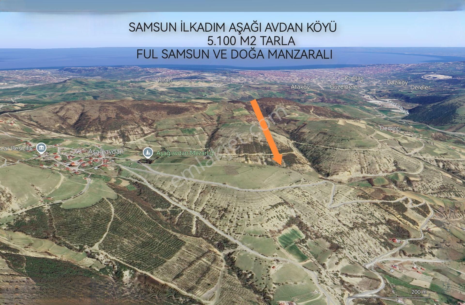 Samsun İlkadım Aşağavdan Köyü Beton Yol Cepheli 5.120 M2 Ful Manzara