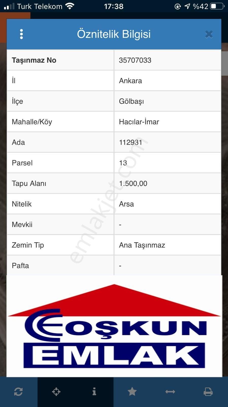 Coşkun Emlak'tan Gölbaşı Hacılar'da 1500 M2 İmarlı
