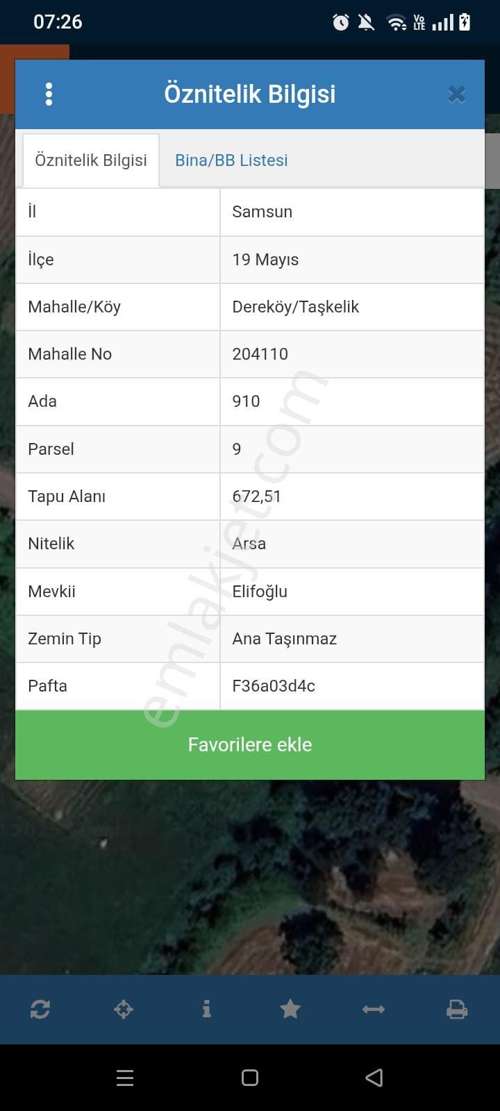19 Mayıs Dereköy/taşkelikte 2 Kat İmarlı Villa Yapımına Uygun Satılık Arsa