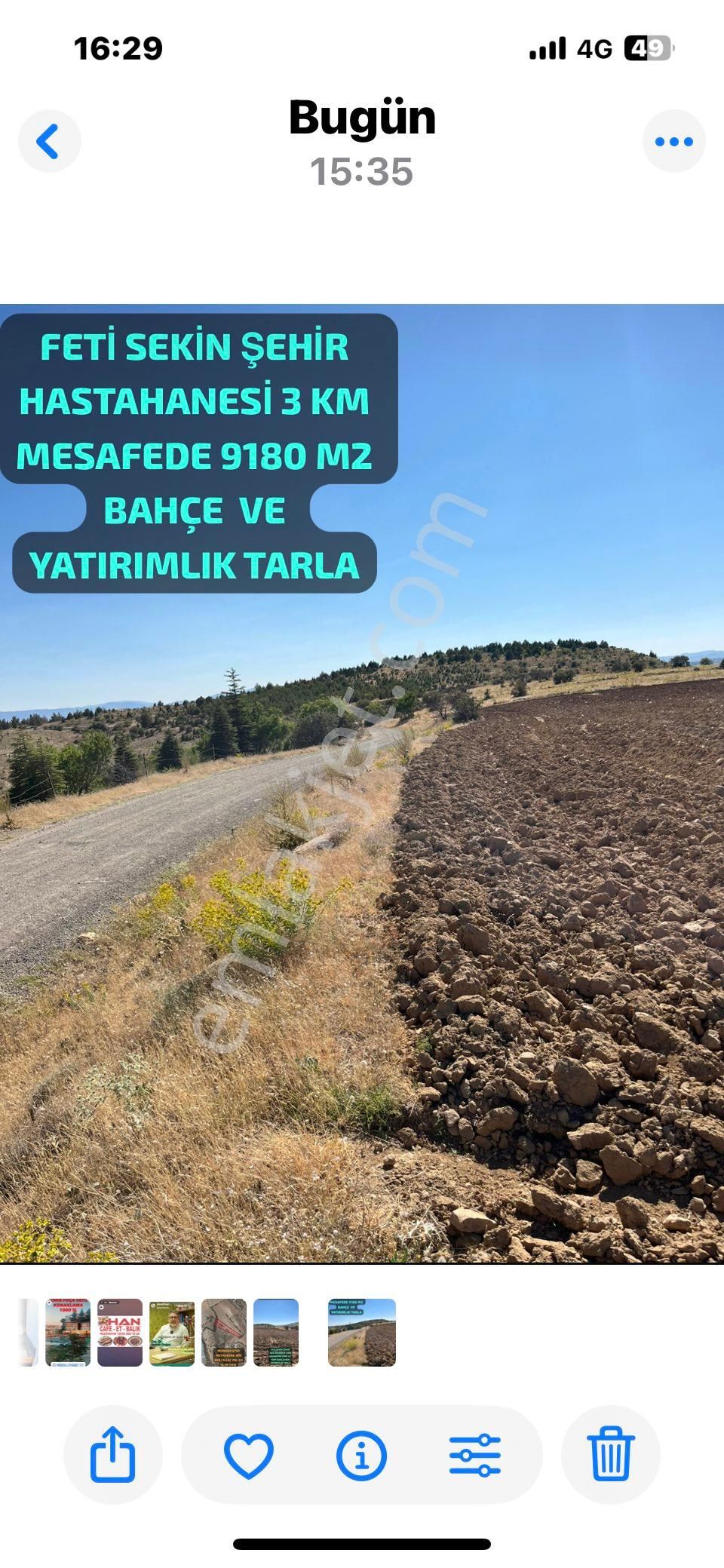 Elazığ Feti Sekin Şehir Hastahanesi Ne 3 Km Mesafede Yatırımlık Tarla