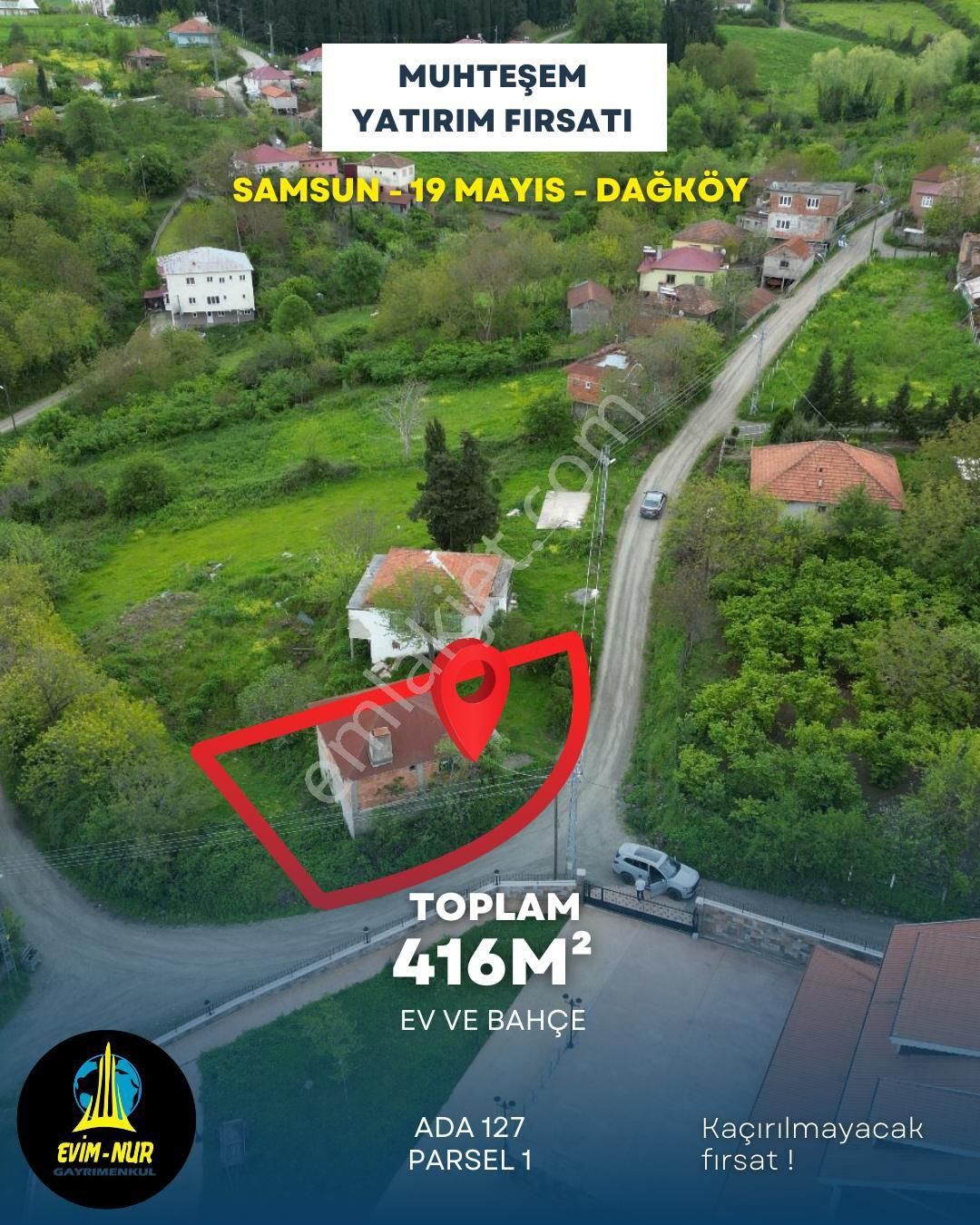 Evim-nur'dan Dağköy Mh 416m2 Arsa İçerisinde 1 Katlı Müstakil Ev