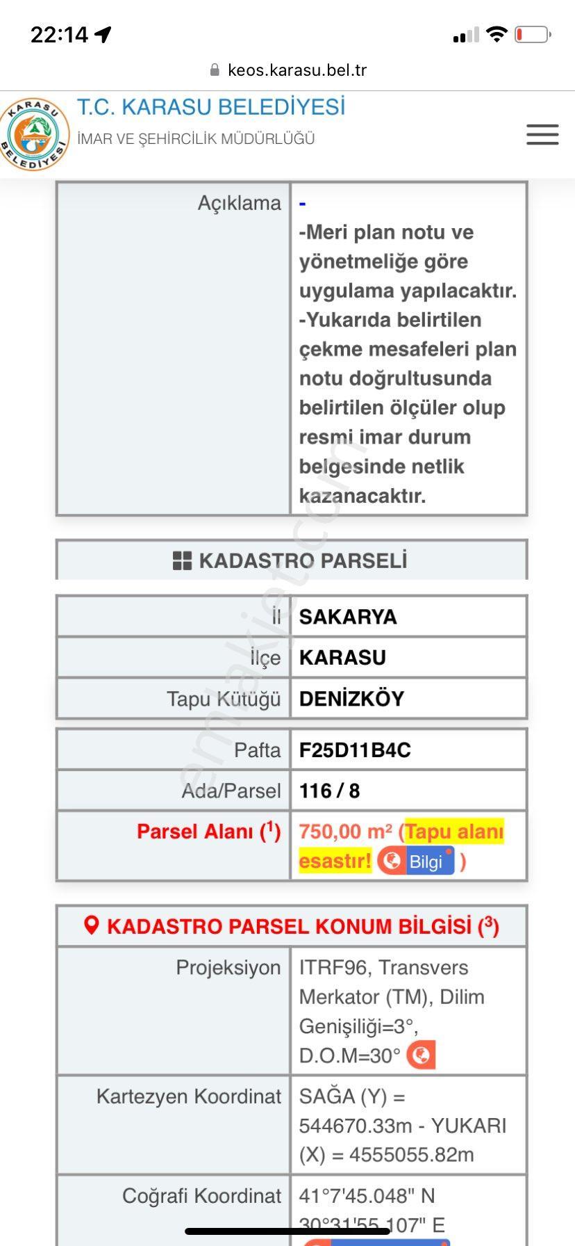 Karasu Denizköy’de 1/1000 İmar Uygulama Planı İçinde 750 M2 Yatırımlık Satılık Müstakil Arsa - Görsel 9