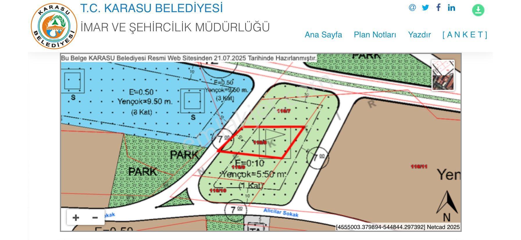 Karasu Denizköy’de 1/1000 İmar Uygulama Planı İçinde 750 M2 Yatırımlık Satılık Müstakil Arsa - Görsel 6