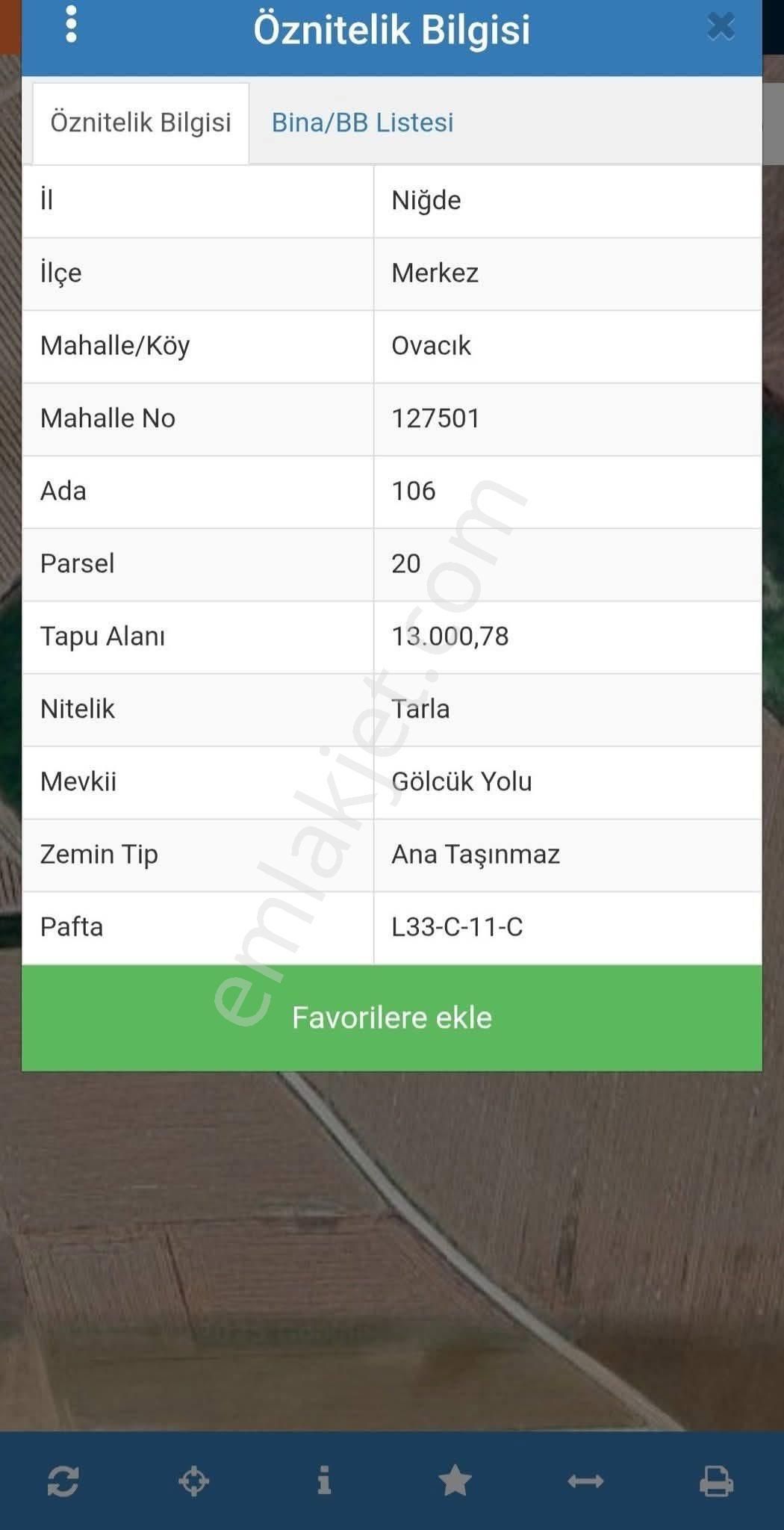Niğde Merkez Ovacık Köyü Gölcük Yolu Mevkisinde Satılık Arazi