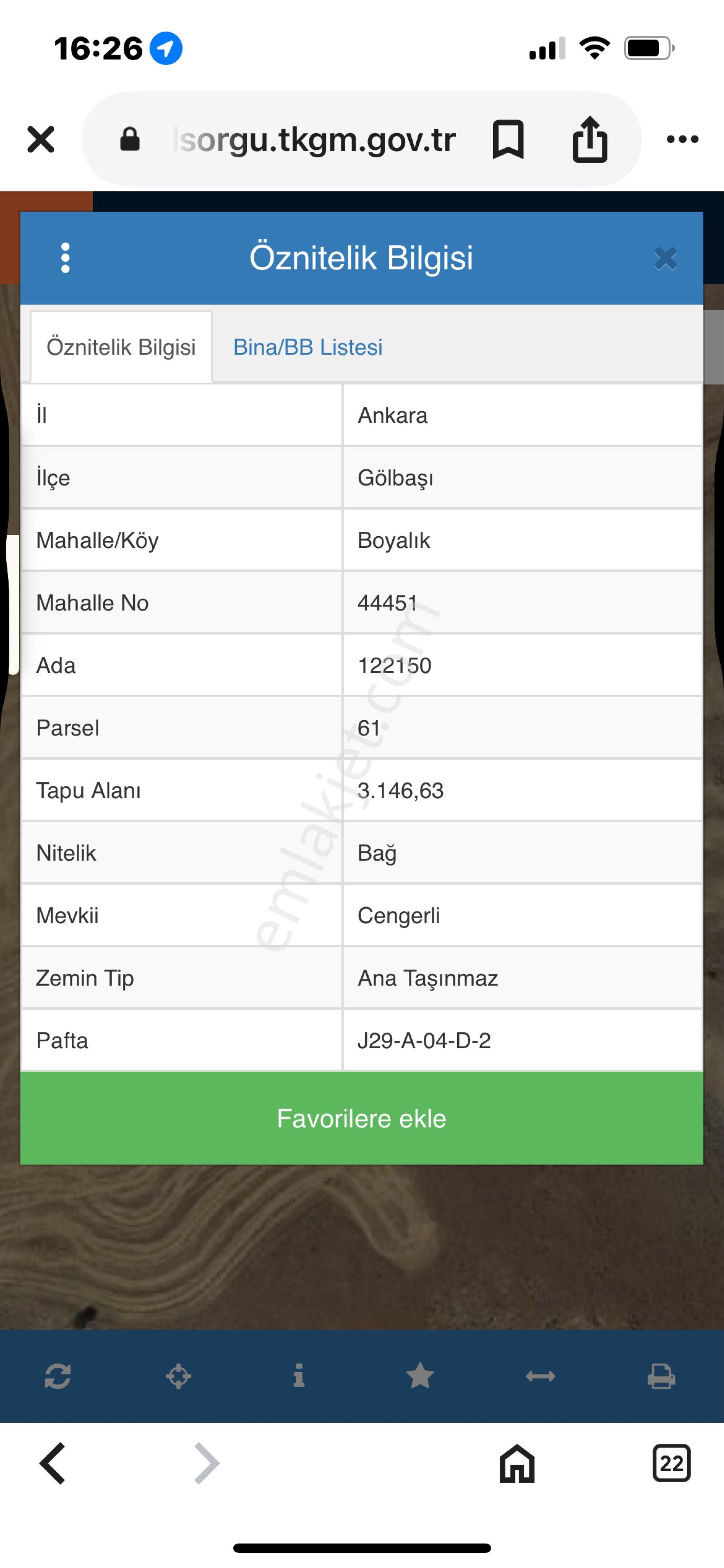 Gölbaşı Boyalık 3.146 M2 Müstakıl Satılık Tarla