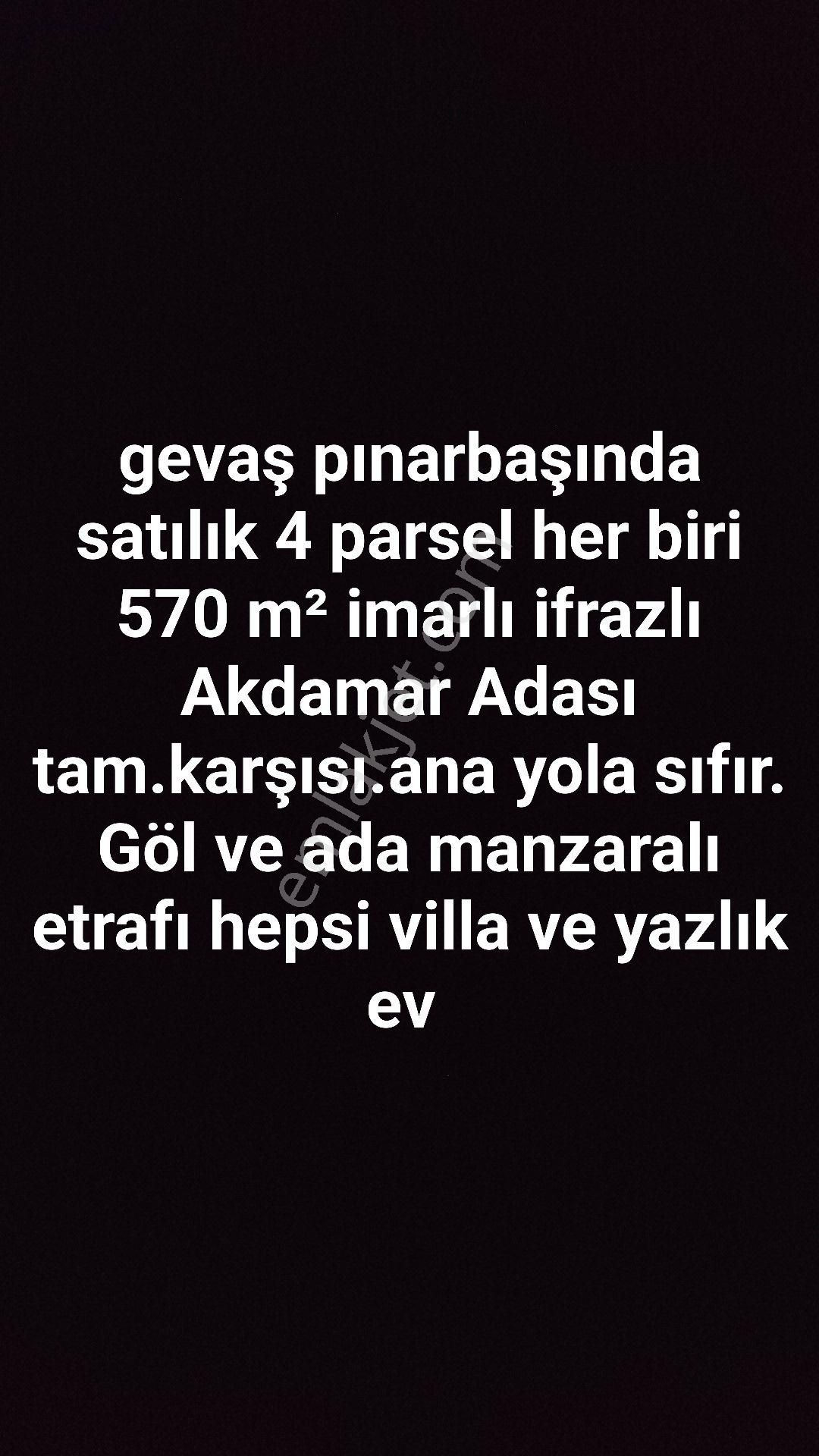 Van Gevaşın En Güzel 4 Parseli Ana Yola Sıfır Akdamar Adası Tam.karşısı