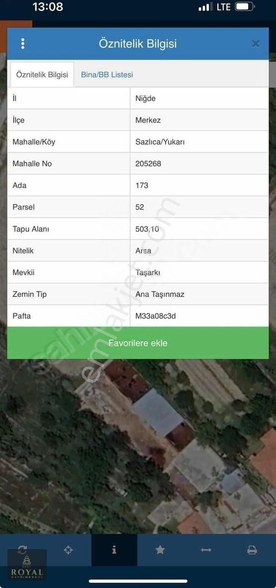 Royalden Sazlıca Yukarıda Satılık Konum Harika 500 M2 Arsa