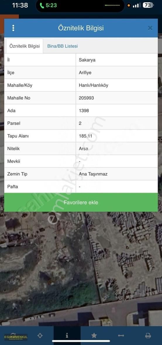 Arifiye Hanlıda Satılık 185 M² Sanayi Arsası - Görsel 2