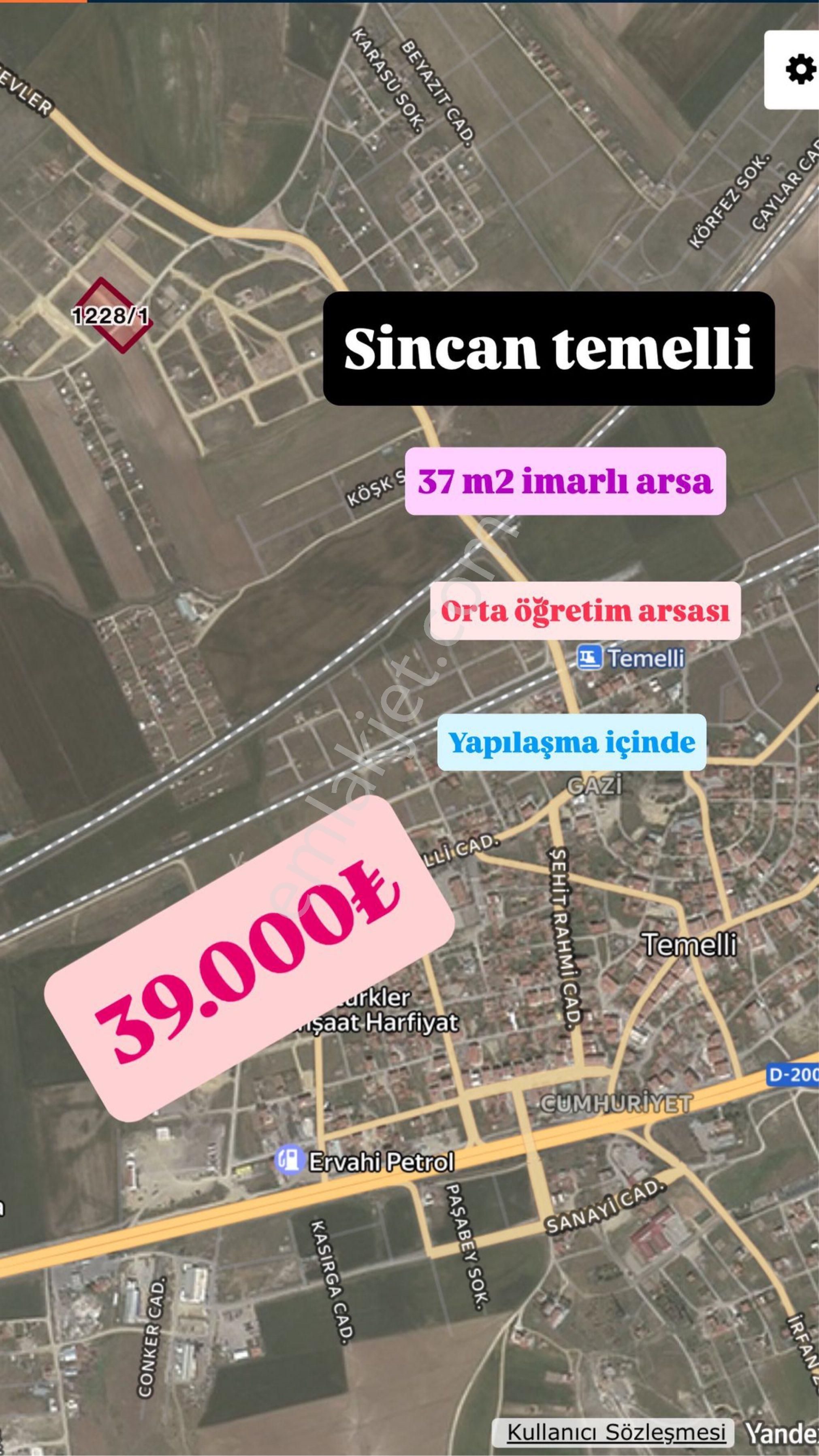 Sincan Temelli Gazide Sadece Telefon Parasına Yatırımlık Kelepir İmarlı Arsa Tapulu Hisse