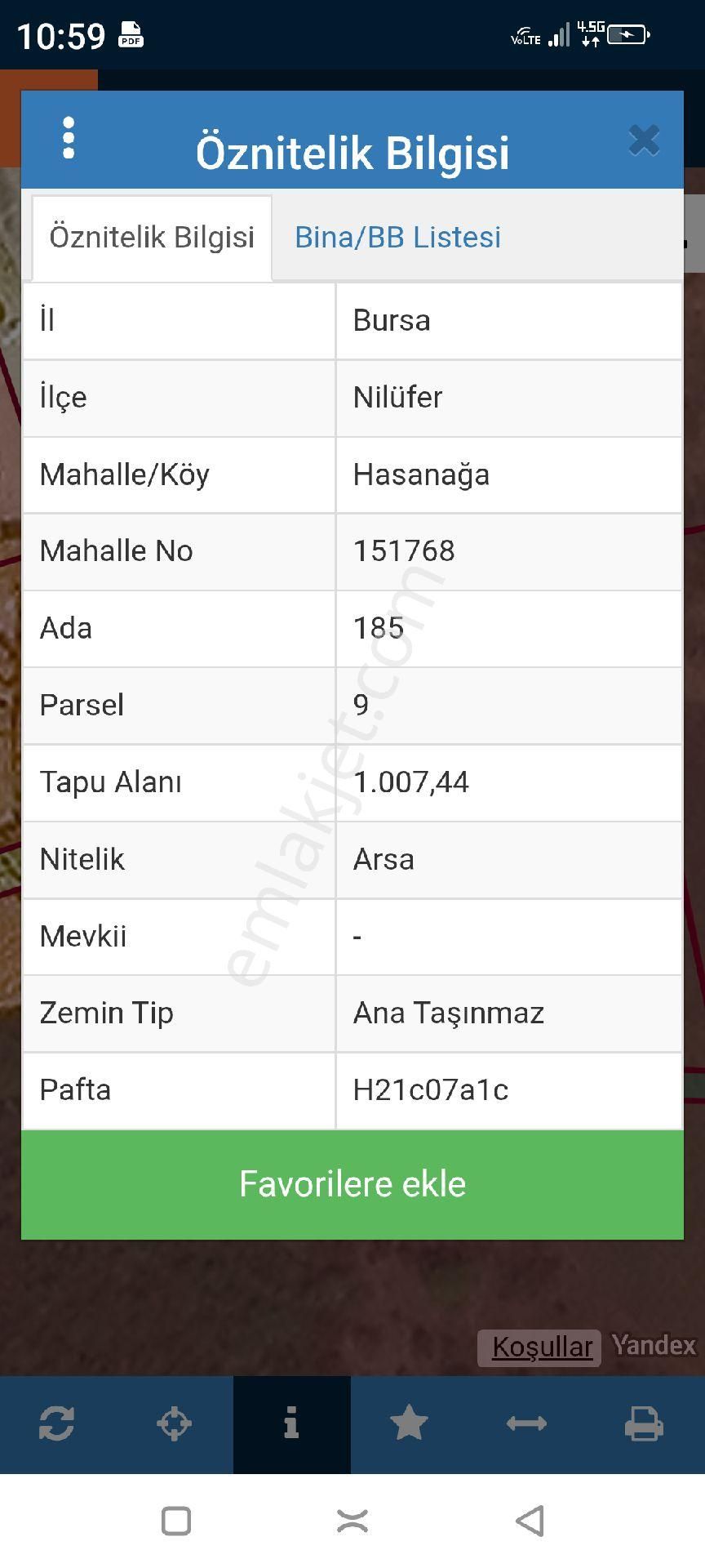 Bursa Nilüfer Hasanağa Mahallesi Satılık 1.000 Mt2 Arsa - Görsel 5